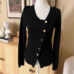 TED BAKER Black Wool and Cashmere Blend Cardigan Floral Back Size Small